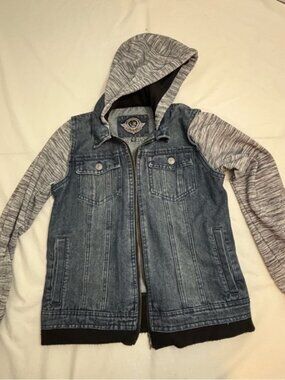 Urban Republic Kids Denim and knit Hoodie Jacket Sz large 14/16